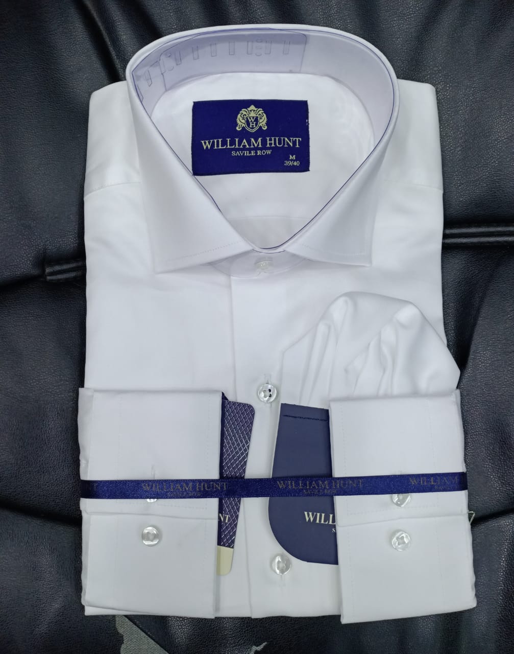 William Hunt Savile Row Men's Luxury Shirt Classic Cut Away Collar 100% Cotton 